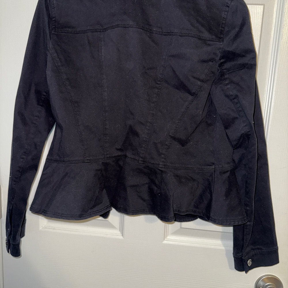 White House Black Market Black Peplum Jean Jacket - Picture 3 of 4